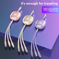 3-in-1 Retractable Data Cable Fast Charging One-to-Three Charging Cable Multi-Functional TYPE-C Mobi