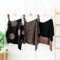 ATASAN CASUAL BATIK WANITA BLOUSE TANK TOP TARZAN ONE SHOULDER TANGAN BUNTUNG HITAM PIRIGAN