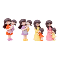 1pc Miniatures Figurines Mother's Day Mother And Daughter Figure Doll Micro Landscape DIY Home Desktop Decoration Ornaments
