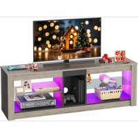 Entertainment Center LED Gaming TV Stand for 55+ Inch TV Adjustable Glass Shelves 22 Dynamic RGB Modes TV Cabinet Game