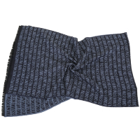 MOSCHINO 滿版字母深藍色羊毛披肩 圍巾(182x51)