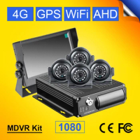 4G WIFI GPS Positioning 4CH 1080P SD Card Mobile Truck DVR Kit 2.0MP Front/Rear View CCTV Car Camera for Taxi Bus