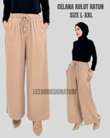 Celana Panjang Katun Agnia by LEZAHRASIGNATURE Kulot Panjang Loose Wanita Size L-XXL Adem Pinggang K