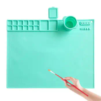 Silicone Art Mat Drawing Pad With Palette Casting Molds Mat With Cup Washable Graffiti Silicone Sheet For Art Painting Clay Kids