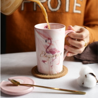馬克杯陶瓷杯男女咖啡杯茶水分離杯花茶杯創意禮品飲水杯子帶蓋勺