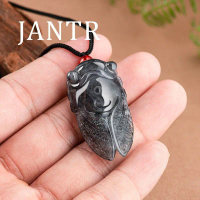 Loket jade cicada asli, batu permata jade Burma Gred A semula jadi, varieti ayam bertulang hitam, lo