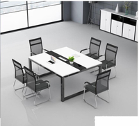 會議桌 辦公室會議桌長桌簡約現代大型拼接長條桌開會培訓桌洽談桌椅組合   ~