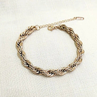 Gelang Rantai Ulir Titanium Pria Wanita Rosegold