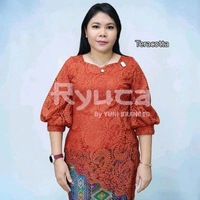 Ryuca - Rianty atasan kebaya brukat semi prancis benang metalik untuk Pesta Teracotta