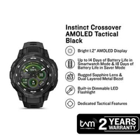 Jam Tangan Unisex Garmin Instinct Crossover 010-03398-42 Smartwatch Rugged Hybrid GPS AMOLED Black T