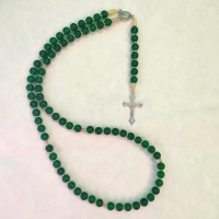 Kalung Rosario 77 Bapa Kami Motif Giok Hijau Elegan + Panduan Doa Katolik | Rosario Doa Devosi Katol