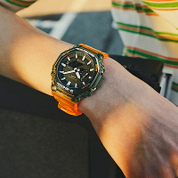 CASIO卡西歐 G-SHOCK 半透明 秘境海岸 綠x橘 八角形錶殼 GA-2100HC-4A_45.4mm