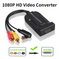 RCA S-Video to HDMI Video Adaptor Converter With USB Cable For HDTV DVD S-Video to HDMI Cable RCA/AV to HDMI