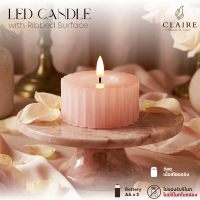 [Tiktok] [จัดส่งทันที] Claire Candle, Pink Led Candle, Wavy Surface, Size Width 7.5 Cm. Put in Batte