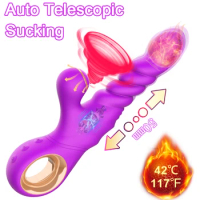 Clit Sucker Telescopic Vibrator Dildos For Women Heating Vibrators Clitoris Stimulator Massager Sex Funny Adult Masturbator Toy