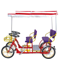 26 inches alloy folding tandem bike 4 wheel adult pedal tandem bicycle 4 seater quadricycle