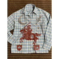 Kemeja Kotak-kotak Bercorak Gaya Cina Retro, Baju Lengan Panjang Kasual Pelindung Matahari untuk Pas