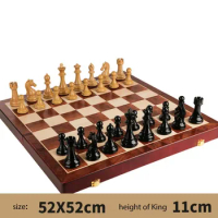 Chess Premium Gift Box Set Solid 52cm Wood Board Folding Chess Board Wooden Grain Pieces Retro European Ornaments