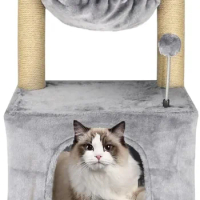 43.3" Cat Trees with Cat Houses,Grey