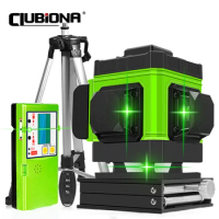 Clubiona 3D 12 Lines Green Laser Level With 1 or 2 Li-on battery Remote Control Pulse Mode Receiver nivel laser professional