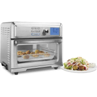 Air Fryer Toaster Oven, Digital Display, Digital 1800 Watt, Adjustable Temperature and Controls, Stainless Steel, TOA-65,Silver