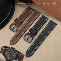 Frosted Genuine Leather Strap 18 20 22 24mm Black Brown Bracelet Suitable For Seiko Tissot Tudor Lichee Pattern Cow Leather Belt
