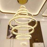 Modern LED Pendant lights luxury Crystal living room Chandelier Stair Pendant lamp Ceiling Light Indoor lighting