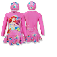Disney ชุดว่ายน้ำ swimwear ชุดว่ายน้ำเด็กหญิง ลายการ์ตูนนางเงือก แอเรียล Ariel จาก NADreams สีชมพู เ