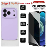 2-in-1 Anti Drop Liquid Phone Case + Anti Peeping Tempered Glass for Vivo Y91 Y93 Y95 Y91i Y30 Y30i 