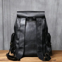 NZPJ Genuine Leather Men's Backpack Casual Men's Bag Natural Cowhide Book Bag Laptop Computer Bag Large Capacity Backpack