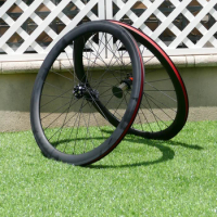 Ultra Light Clincher Wheelset 50mm Full Carbon Road Cyclocross Bike Wheelset Disc Brake Thru Axle Front 100*12mm / Rear 142*12m
