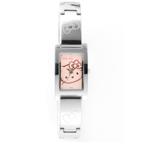 HELLO KITTY 凱蒂貓秀氣質感流行手錶-銀x粉紅/19mm