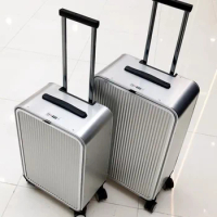 All Aluminum Magnesium Alloy Trolley Case Business Suitcase Travel Luggage Password Box Laptop Bag Front Opening Baggage 4 Wheel