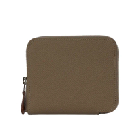 【Hermes 愛馬仕】EVERCOLOR皮 絲巾內裡ㄇ型拉鏈短夾(大象灰)