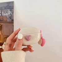 3D Cute Love Heart Funda for Huawei Freebuds 3 Case Soft Pink Earphone Accessorie Cover for Free Buds 4i 4 Pro with Pendant