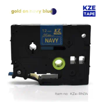 12mm*4m Tze-RN34 Gold on Navy Blue TZe Satin Ribbon Label Tape for Brother P-touch ribbon printer tz-RN34 tze RN34 TZ-RN34