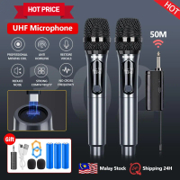 UHF Wireless Microphone System 2 Dual Handheld Mic Set Work Range 50m/168FT Karaoka KTV Home Theater