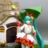 22.5cm Anime Hatsune Miku Figures Thumbelina Green Leaves Miku Girl Figure Fairy Tale Fairyland Desktop Decor Girlfriend Gift