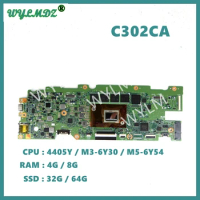 C302CA 4405Y/M3-6Y30/M5-6Y54 CPU 4G/8G-RAM 32G/64G SSD Laptop Motherboard For Asus Chromebook C302C C302CA Mainboard