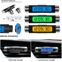 2 in 1 Car Digital LCD Clock/Temperature Display Electronic Clock Thermometer Car Digital Time Clock Car Accessory
