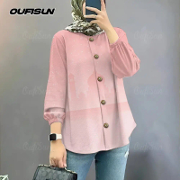 Baju Raya, เสื้อสตรี, ลายมัสยิด, คอกลมพัฟ, เสื้อเชิ้ตแขนยาว, เหมาะสำหรับผู้หญิง, Baju, ใหม่ในปี 2025