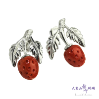 【大東山樑御珊瑚】全紅珊瑚草莓耳環(耳針)