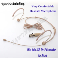 Professional Cardioid Headworn Condenser Mic Headset Microphone Mini XLR 4Pin Microfone For Shure Wireless System Transmitter