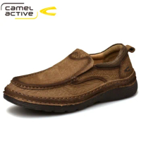 Camel Active Men's Shoes Autumn New Genuine Leather Casual Shoes Men Middle-aged Frosted Cowhide Slip-on Men Business Loafers