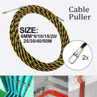 6mm 5-50M Cable Push Puller Threader Electrician Threading Wire Guide Device Snake Rodder Fish Tape Lead Wall Wire Conduit Tool