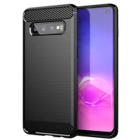 New Carbon Fiber Case For Samsung Galaxy S10 Case Silicone Anti-Knock Back Covers For samsung s10 Soft Phone Cases Bumper