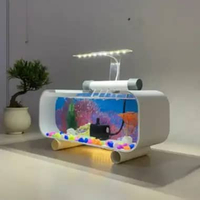 1 Set lengkap Aquarium Mini Ukuran 35CM / Aquarium Akrillik / Aquarium Minimalis Fullset WARNA LAMPU