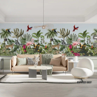 Wallpaper Dinding Custom 3d | Ruang Tamu | Motif Tropical | Wall Sticker Dinding | Stiker Kaca | Wal