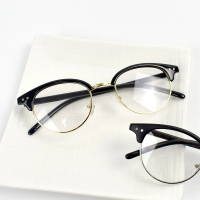 【men life】鏡框 復古金圓型半框平光眼鏡(平光眼鏡)