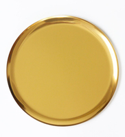 北歐風ins黃銅金色圓形金屬大托盤 不銹鋼茶盤水果盤置物收納平盤